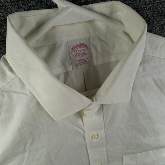Brooks Brothers Men Non Iron Button Up Long Sleeve 17.5 36 Traditional White - Picture 7 of 16